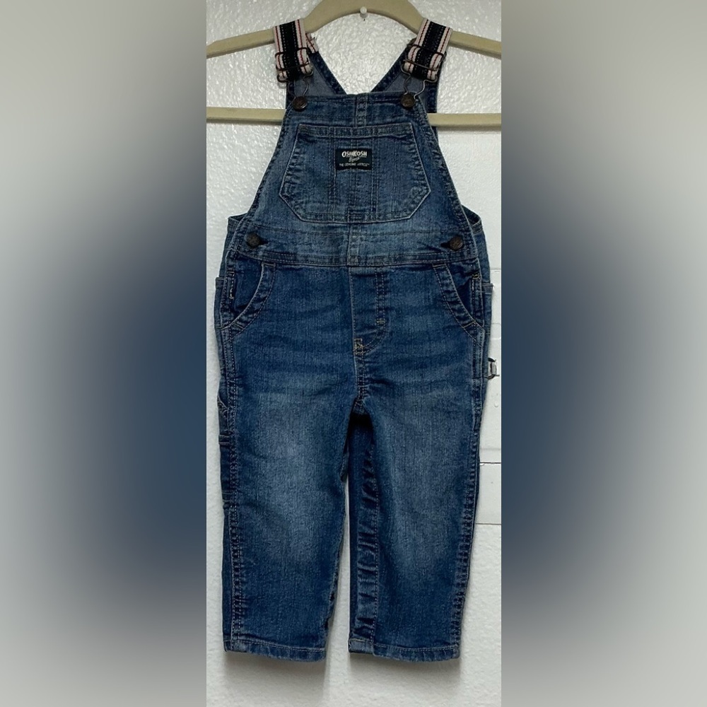 OshKosh B'gosh Blue Denim Overalls size 18 Months - Picture 1 of 4